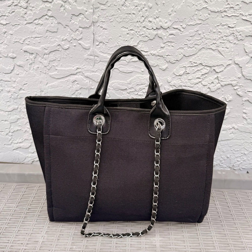 Black Structured Tote Bag - Picture 2 of 5